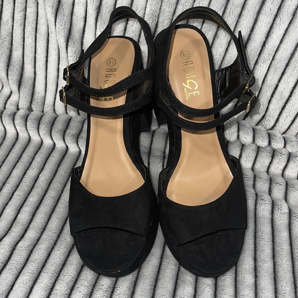 Microsuede black sandals 8.5B